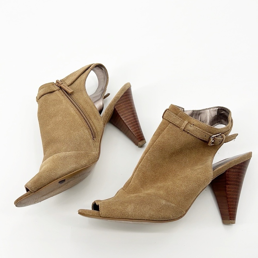 Nine West See You Later Suede Peep Toe Heeled Shootie Size 9 Bootie - Picture 4 of 13